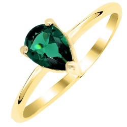 Χρυσό δαχτυλίδι σταγόνα Κ14 με πράσινο ζιργκόν